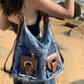 Convertible Denim Slouch Backpack