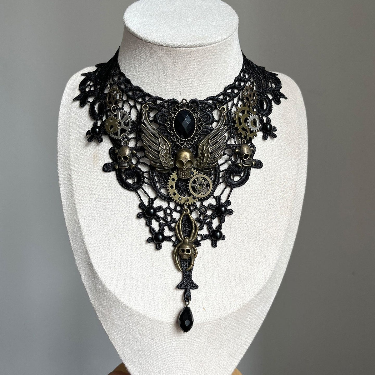 Winged Skull Lace Choker