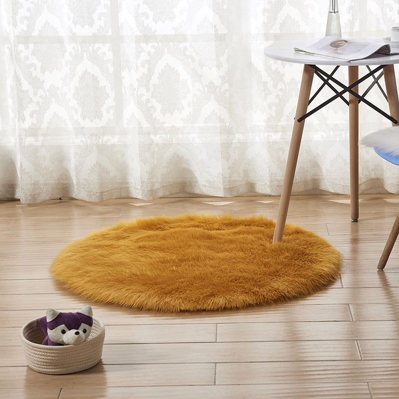 Plush Round Faux Fur Rug