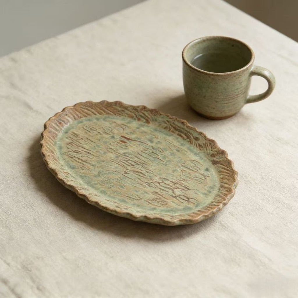 Hand-Formed Scored Oval Plate