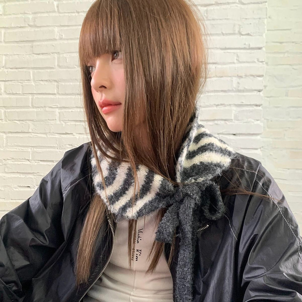 Striped Knit Earmuff Scarf - Modomu