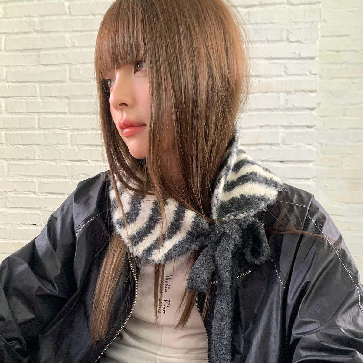 Striped Knit Earmuff Scarf - Modomu
