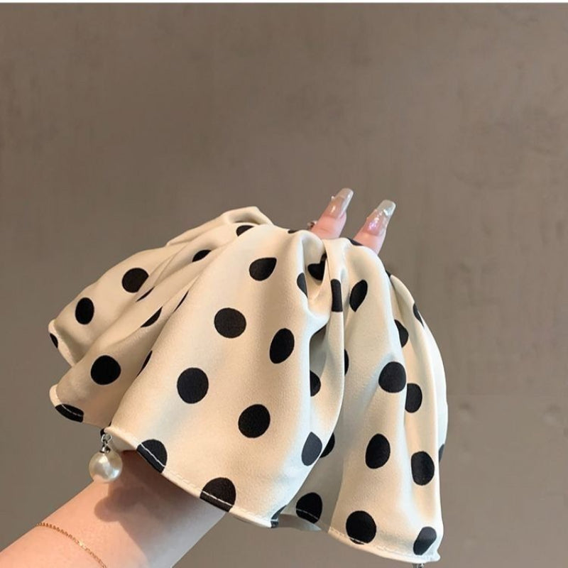 Polka Dot Satin Scrunchie