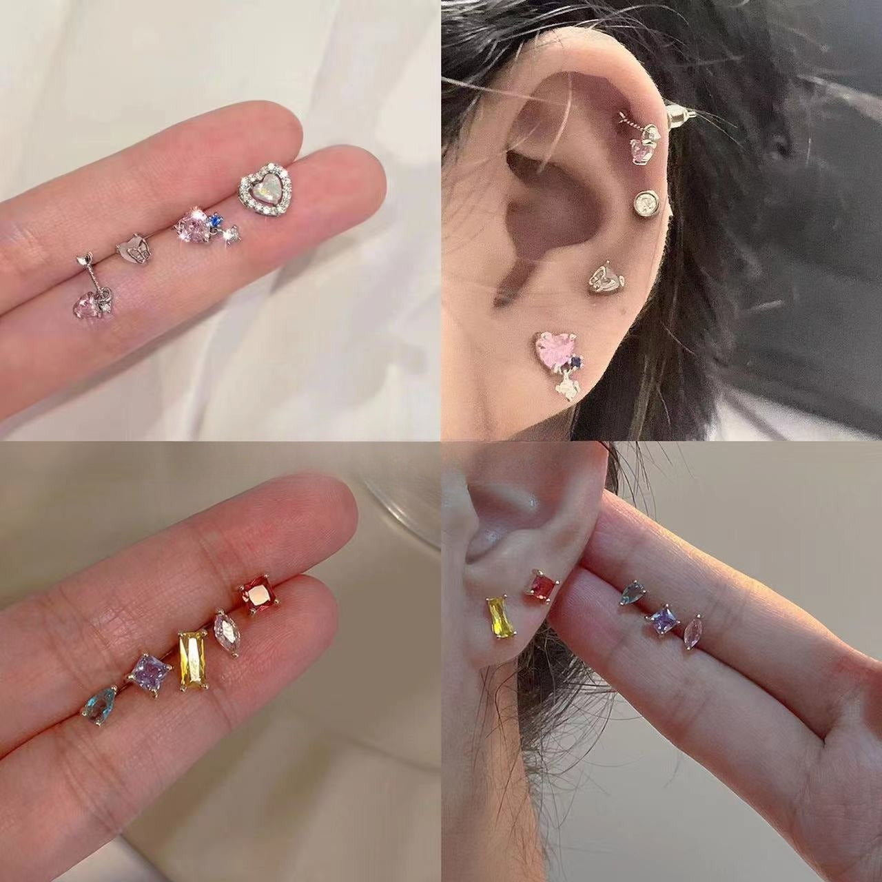 Minimal Heart Stud Earrings Set - Modomu