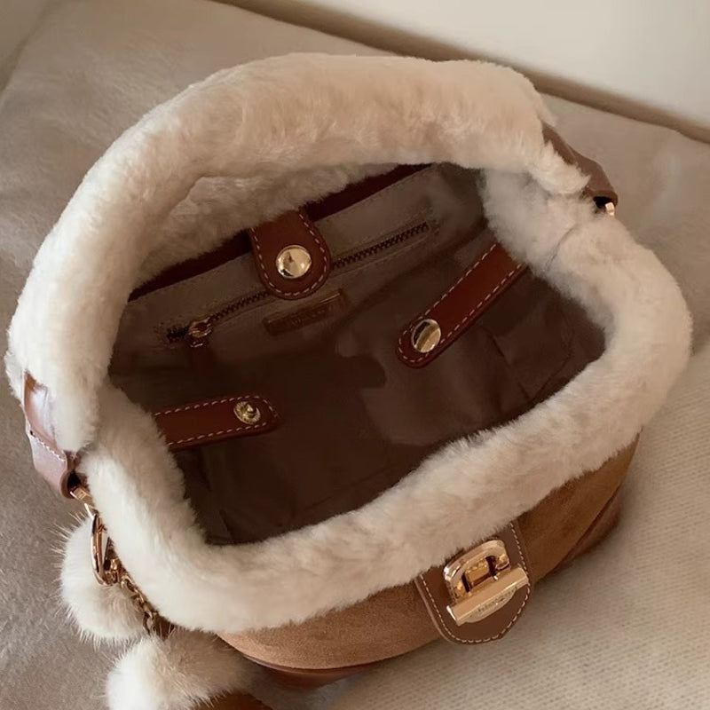 Plush Bucket Shoulder Crossbody Bag - Modomu