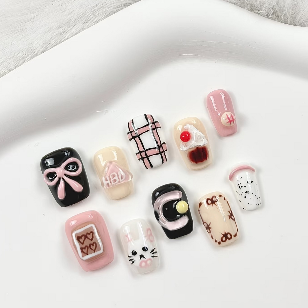 Short Bow Cartoon Press-On Nails - Modomu