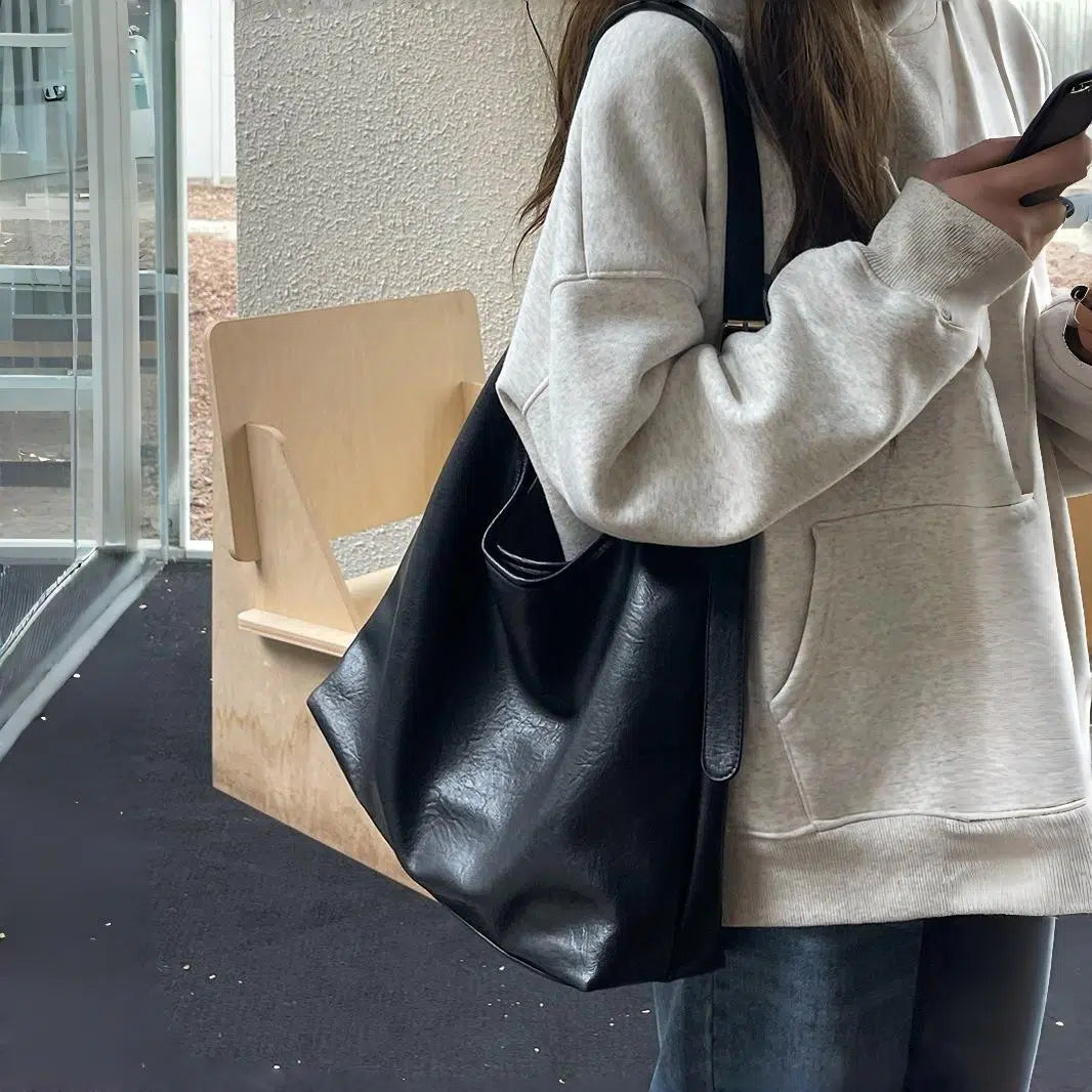 Black Soft Leather Messenger Bag