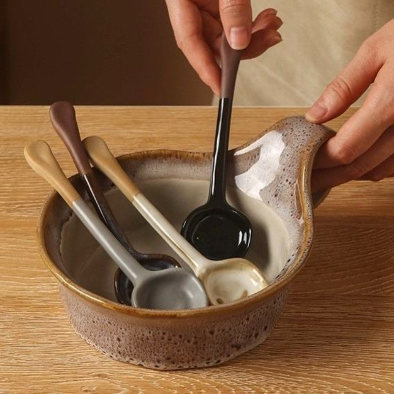 Retro Ceramic Dessert Spoon