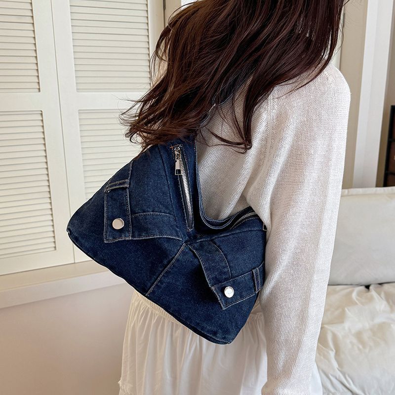 Patch Pocket Denim Shoulder Bag