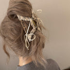 Floral Bow Claw Clip
