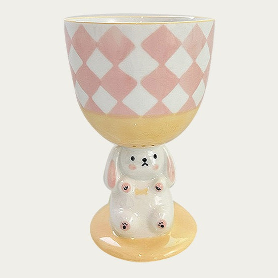 Hand Painted Rabbit Goblet Mug