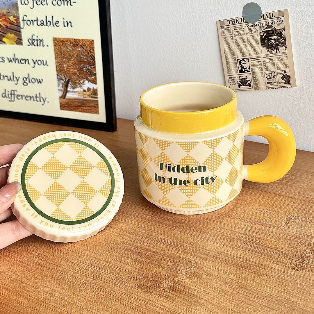 Retro Lidded Ceramic Mug