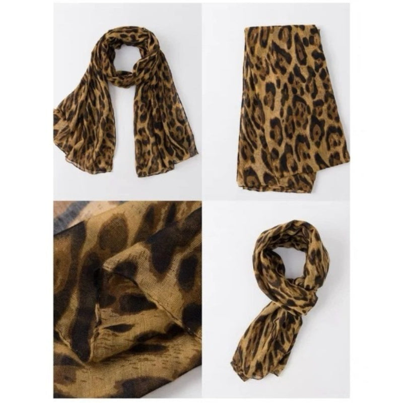 Retro Leopard Print Silk Scarf - Modomu