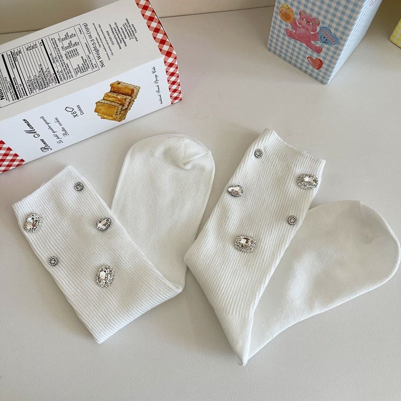 Rhinestone Embellished Fashion Socks - Modomu
