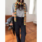 Y2K Knit Striped Long Scarf