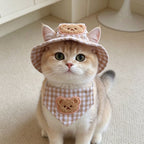 Bear Patch Gingham Pet Hat