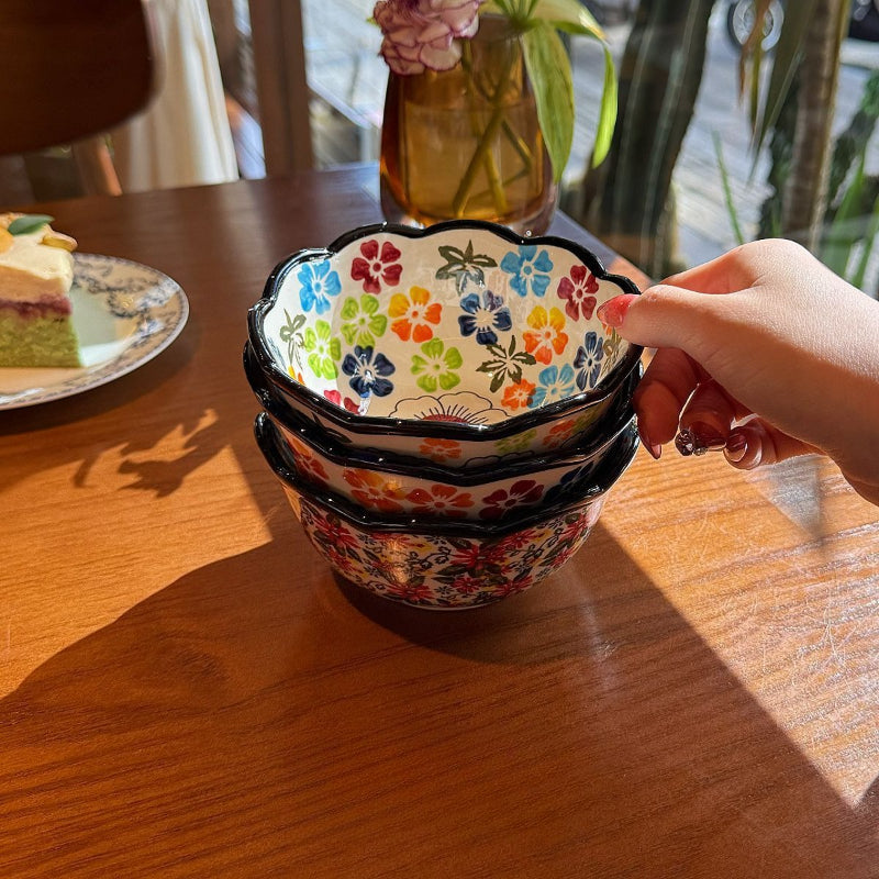 Scalloped Floral Rice Bowl