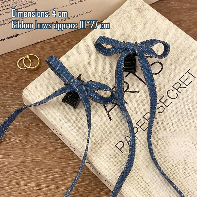 Denim Bow Hair Clips