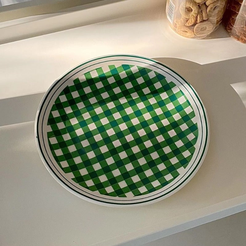 Gingham Check Ceramic Plate
