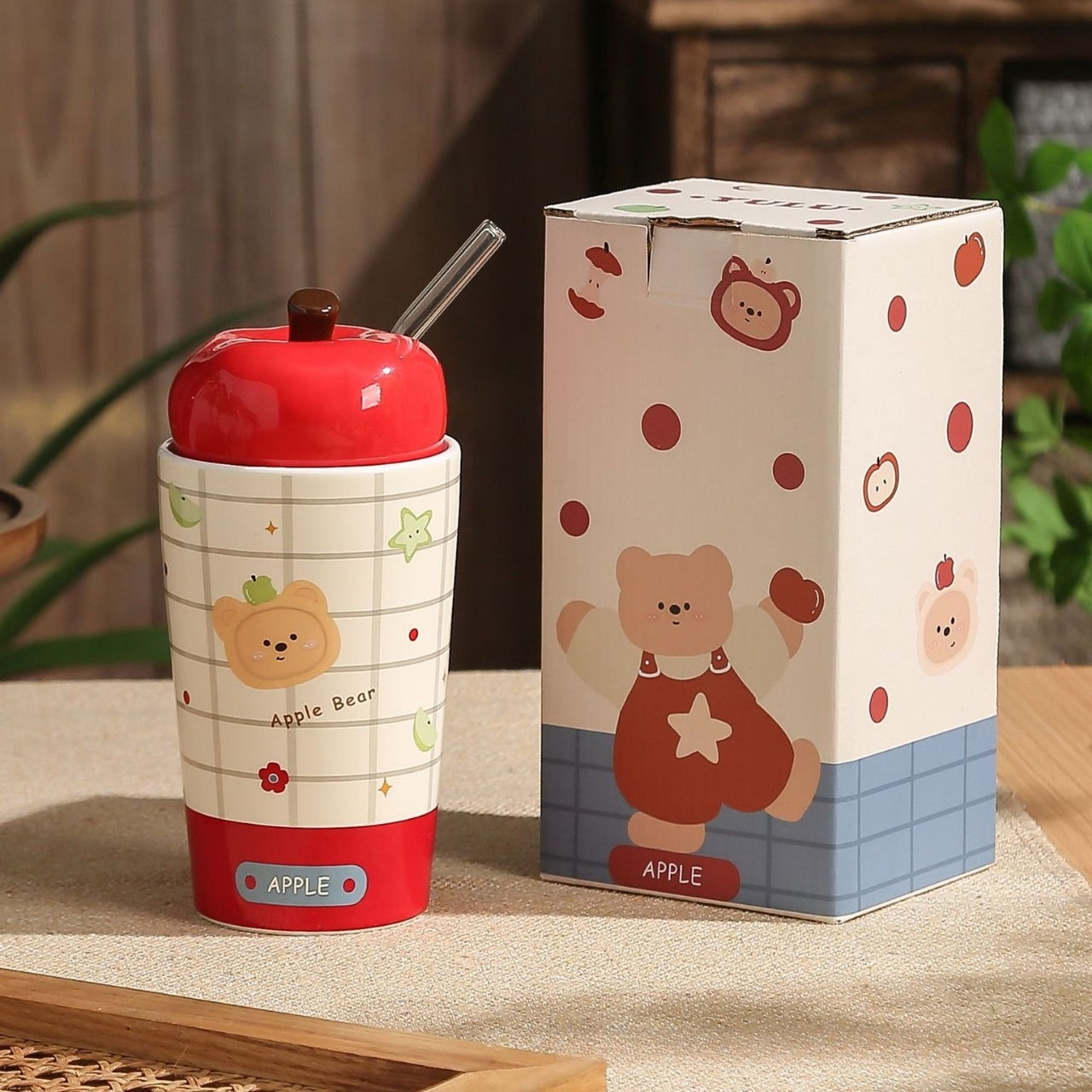 Ceramic Mug With Lid Straw - Modomu