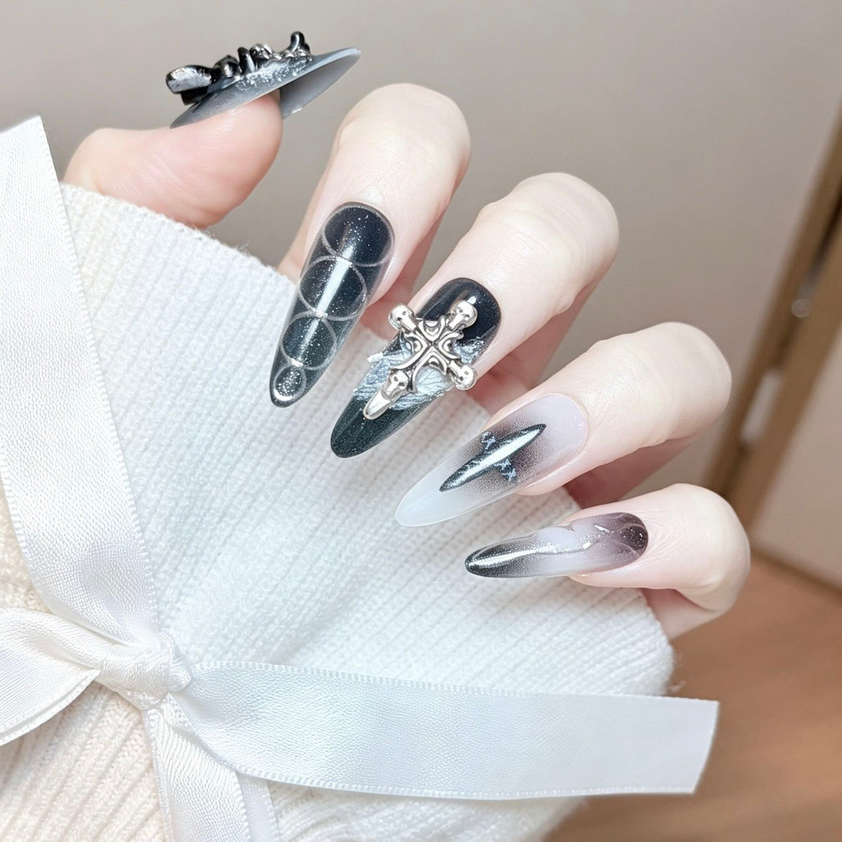 Gothic Smoke Cross Press-on Nails