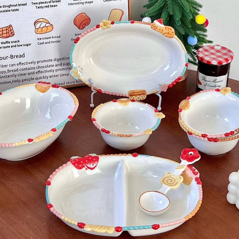 Retro Beaded Ceramic Dessert Bowl - Modomu