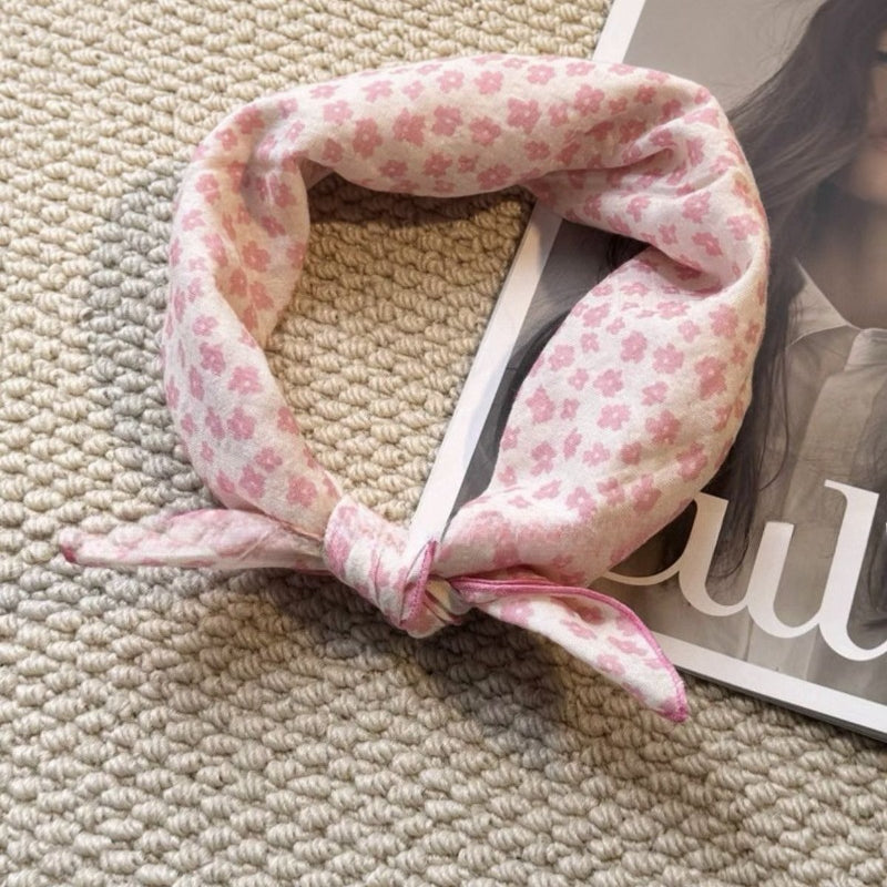 Cotton Linen Floral Square Scarf - Modomu