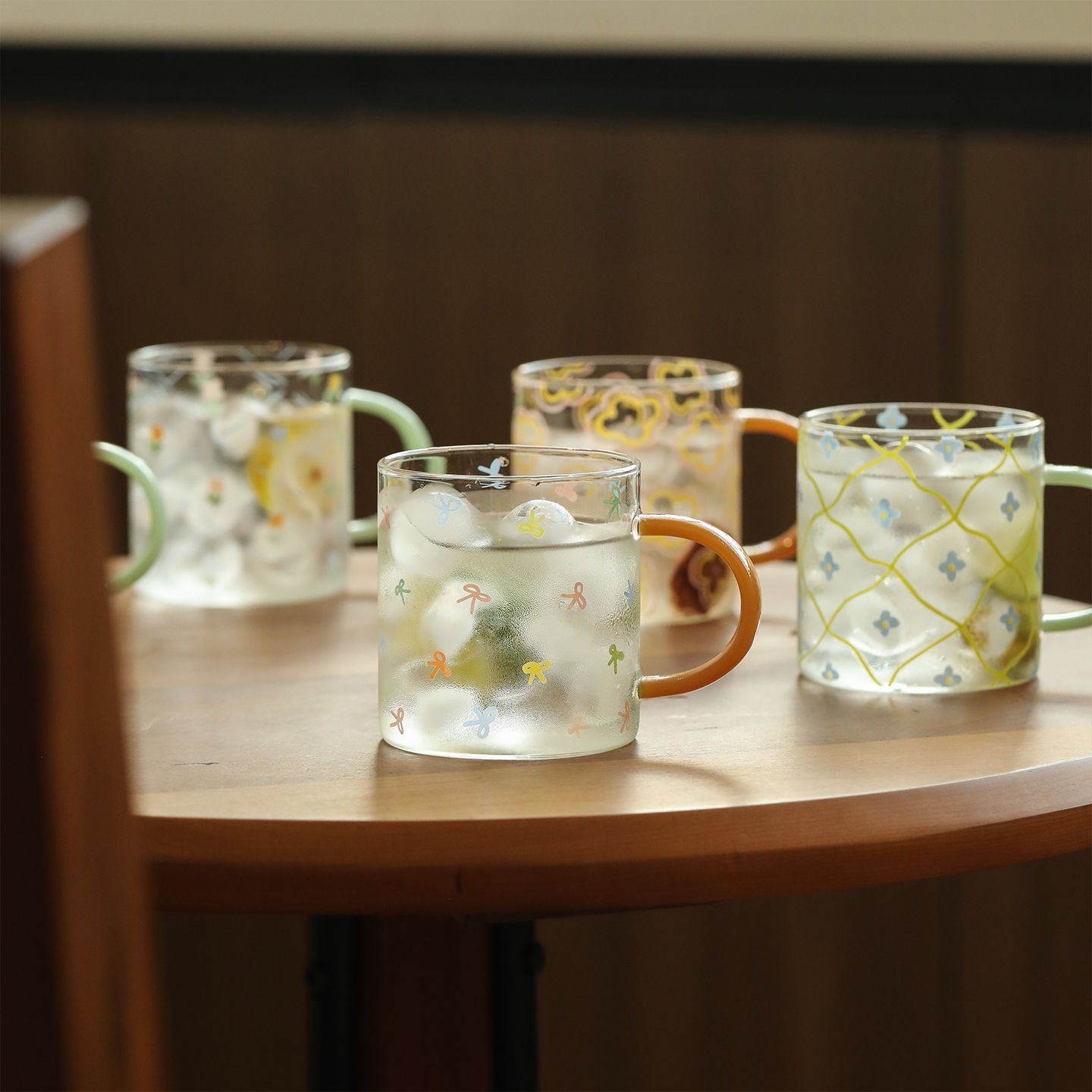 Patterned Clear Handled Mug