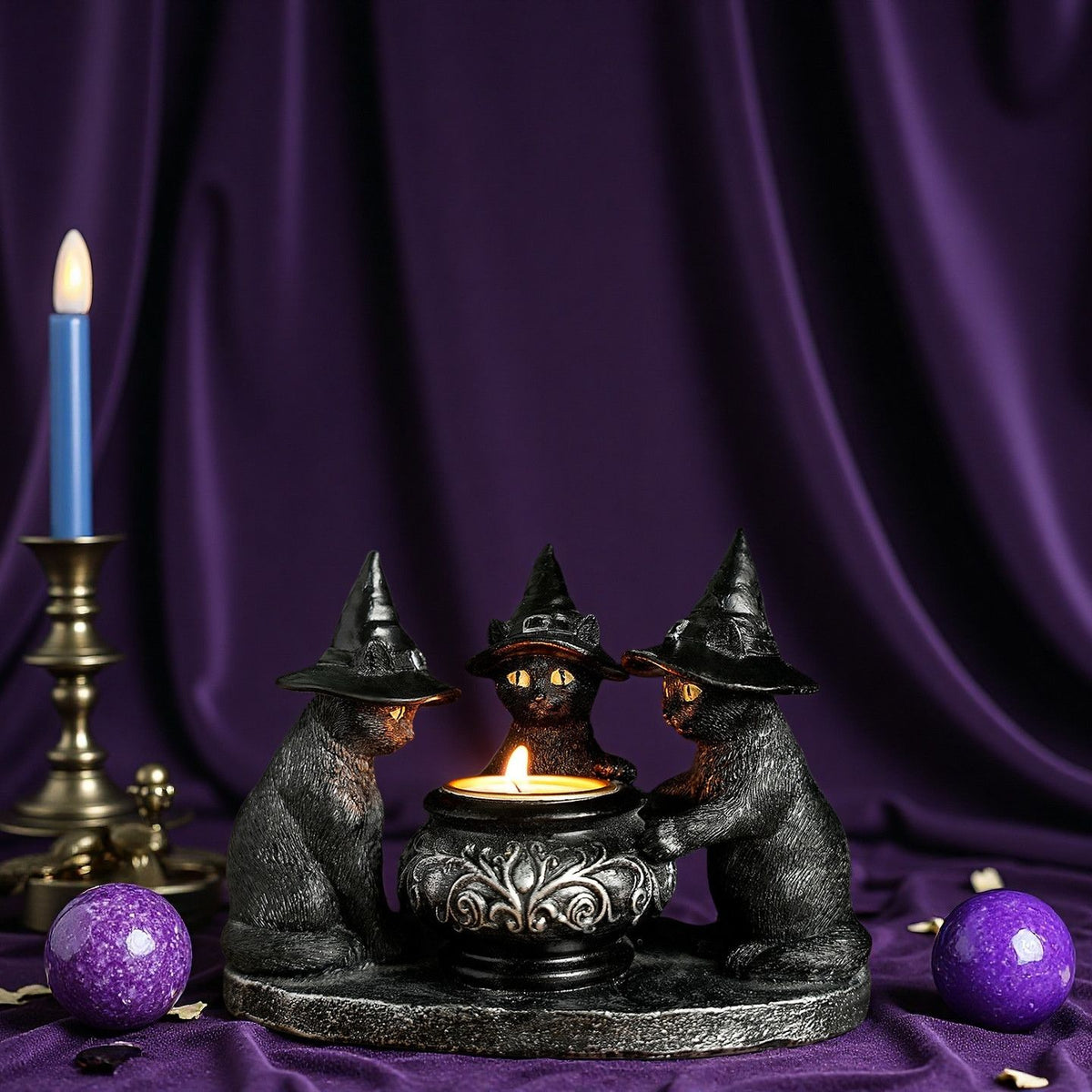 Witch Cat Cauldron Holder