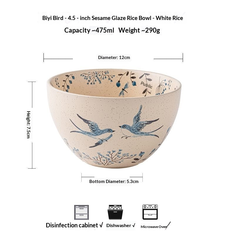Speckled Glaze Hand-Painted Rice Bowl