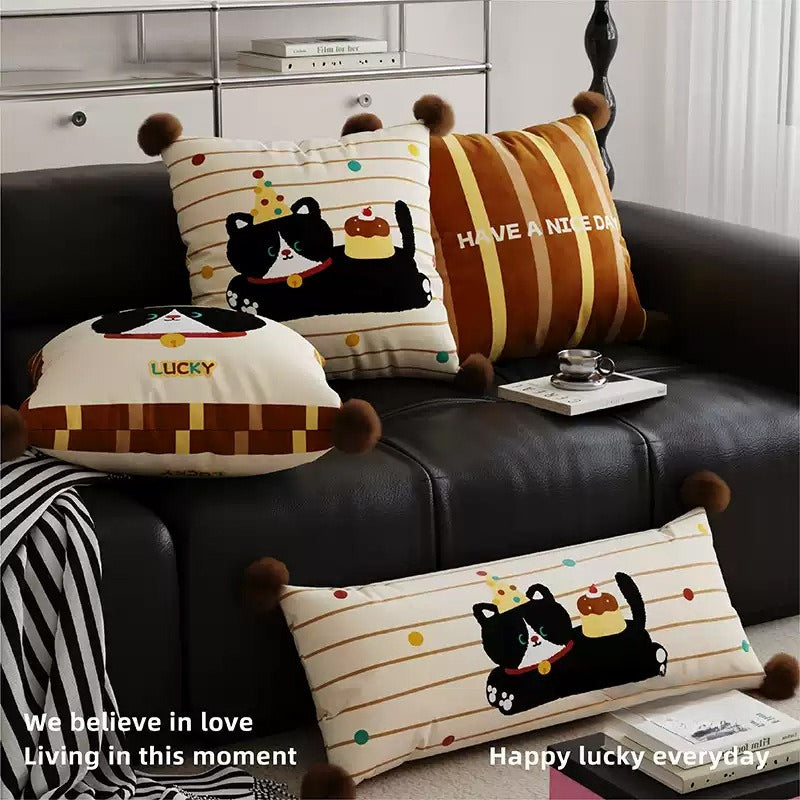 Retro cat throw pillow cushion cover