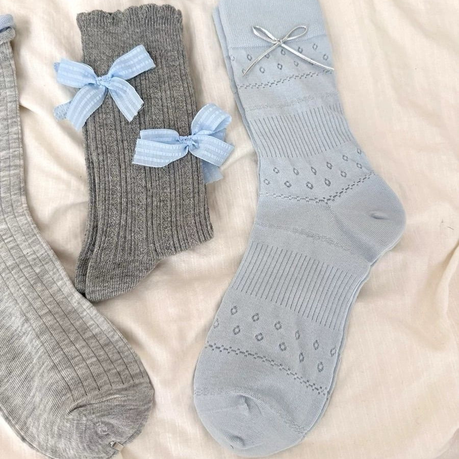 Bow Detail Plaid Lace Socks - Modomu