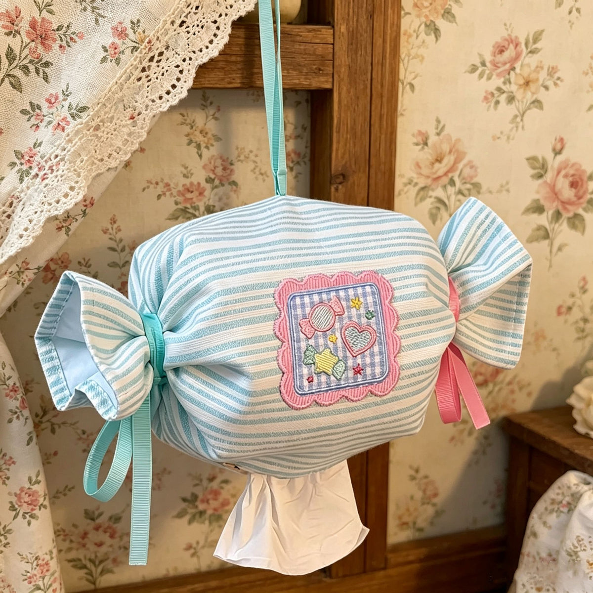 Striped Candy Hanging Tissue Holder