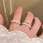 Bow Pearl Beaded Ring Set - Modomu