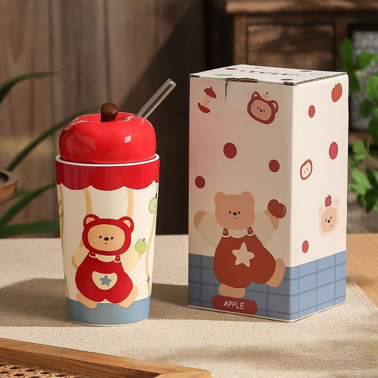 Ceramic Mug With Lid Straw