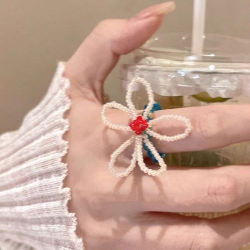 Crystal Flower Beaded Ring Set - Modomu