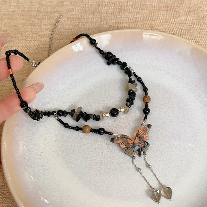 Butterfly Beaded Pendant Necklace - Modomu