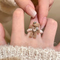 Flocked Bear Pearl Ring