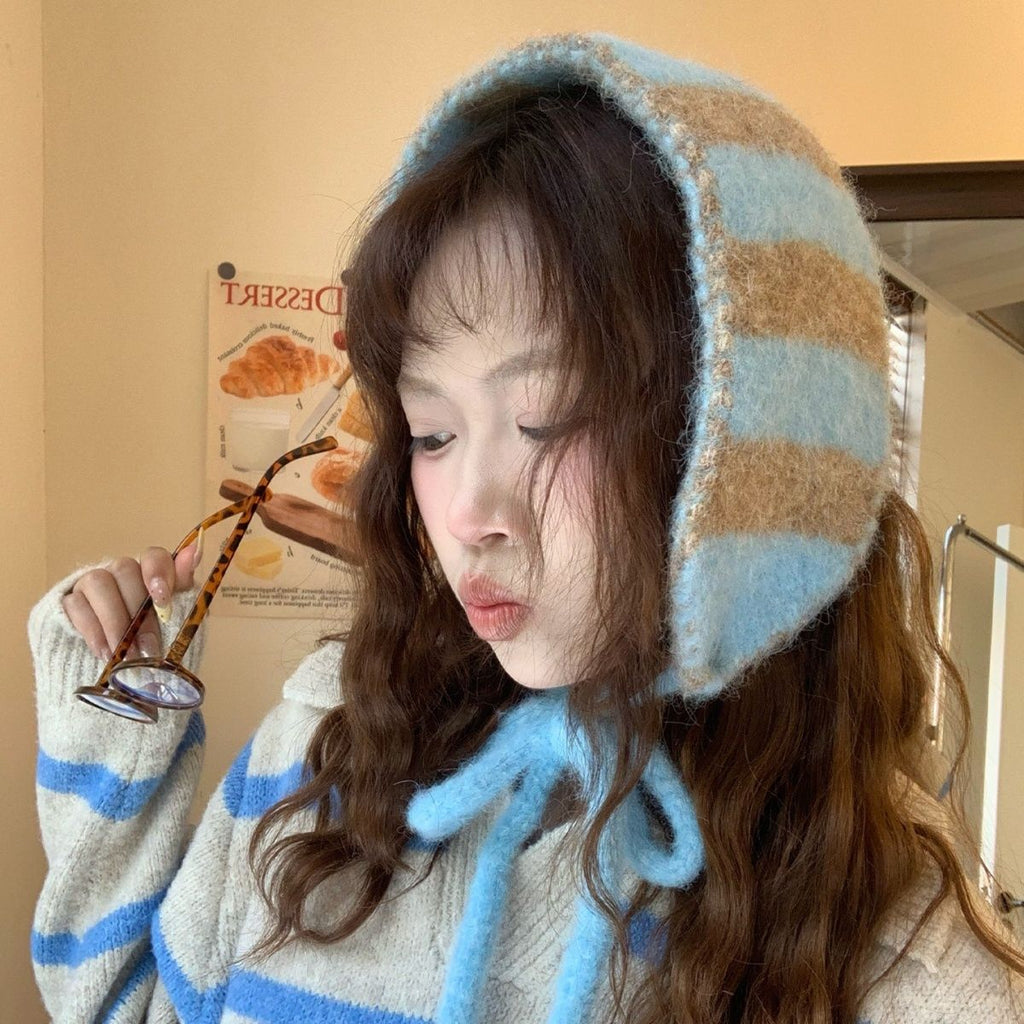 Striped Knit Earmuff Scarf - Modomu
