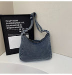 Corset Bow Denim Shoulder Bag