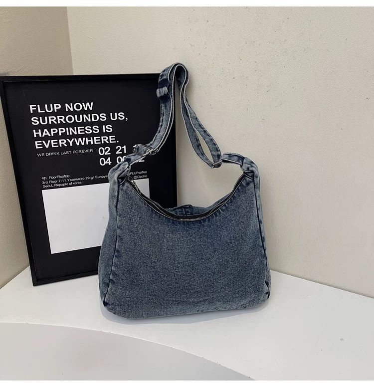 Corset Bow Denim Shoulder Bag