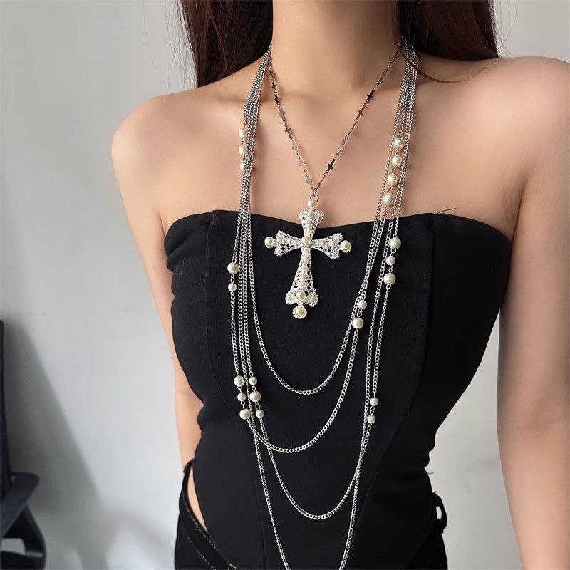 Layered Punk Cross Necklace - Modomu