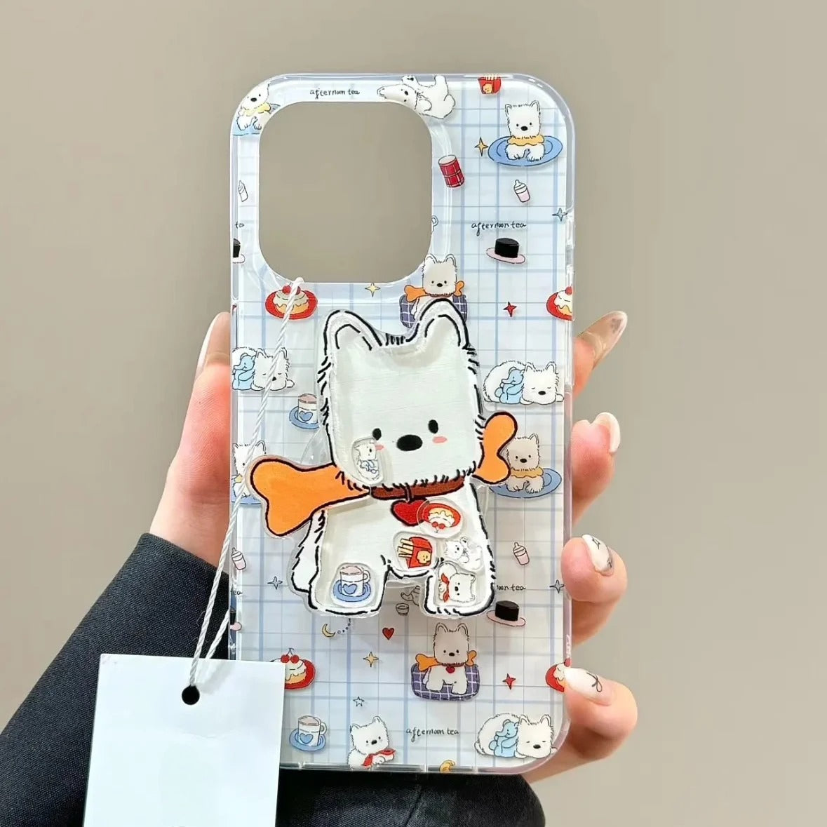 Plaid Westie Grip Phone Case