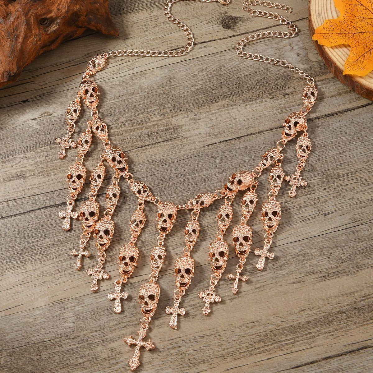 Layered Skull Bib Necklace