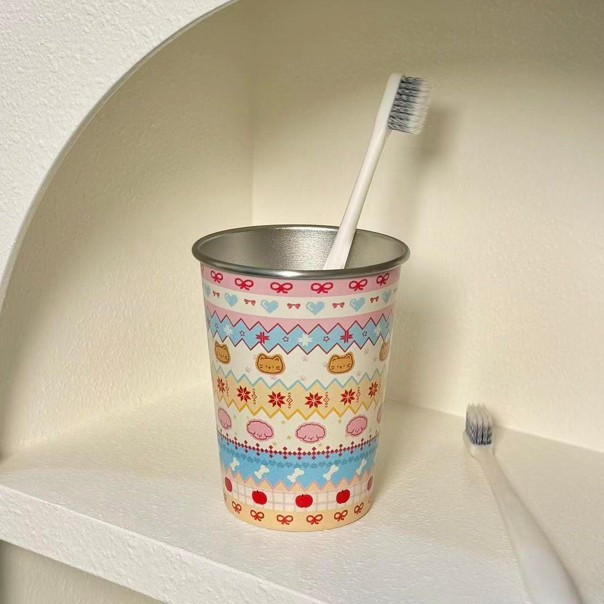 Fair Isle Steel Toothbrush Cup