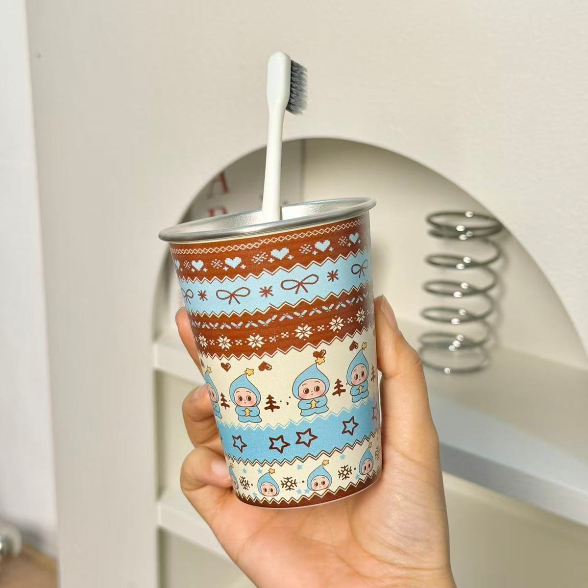 Fair Isle Steel Toothbrush Cup