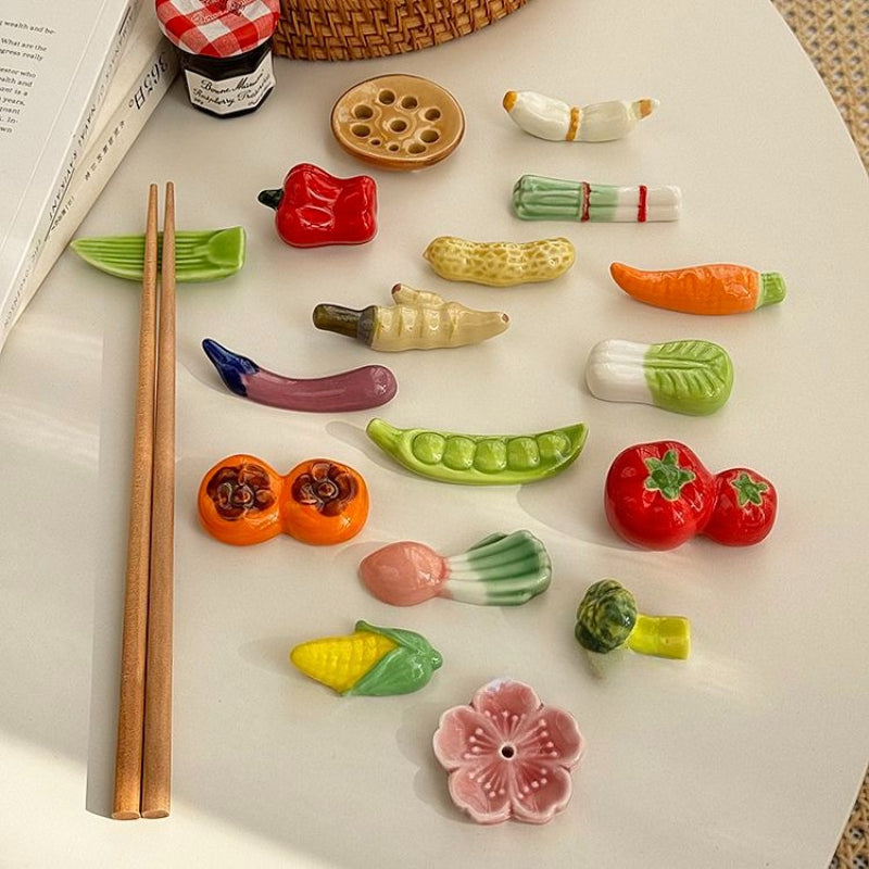 Hand-Painted Vegetable Chopstick Rest