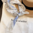 Cotton Linen Floral Square Scarf - Modomu