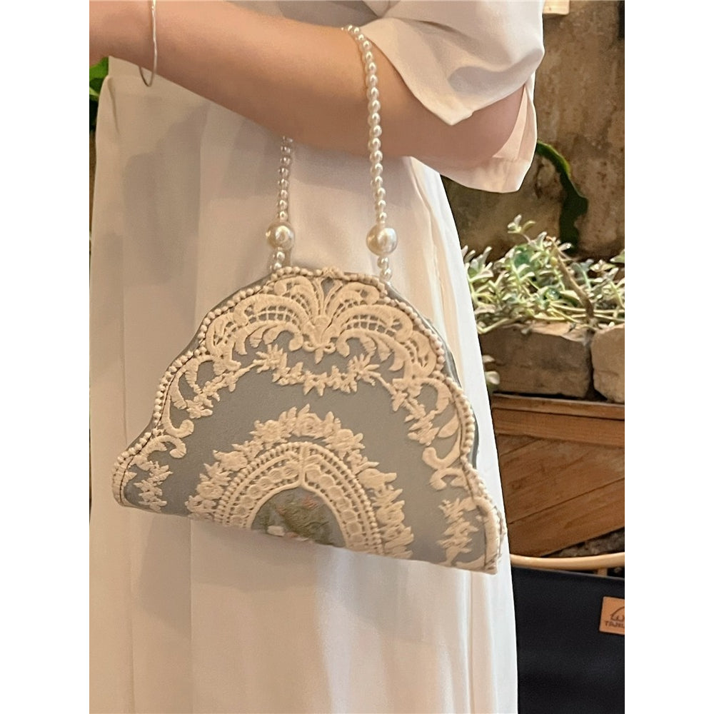 French Lace Pearl Bag