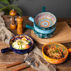 Folk Pattern Handled Serving Bowl